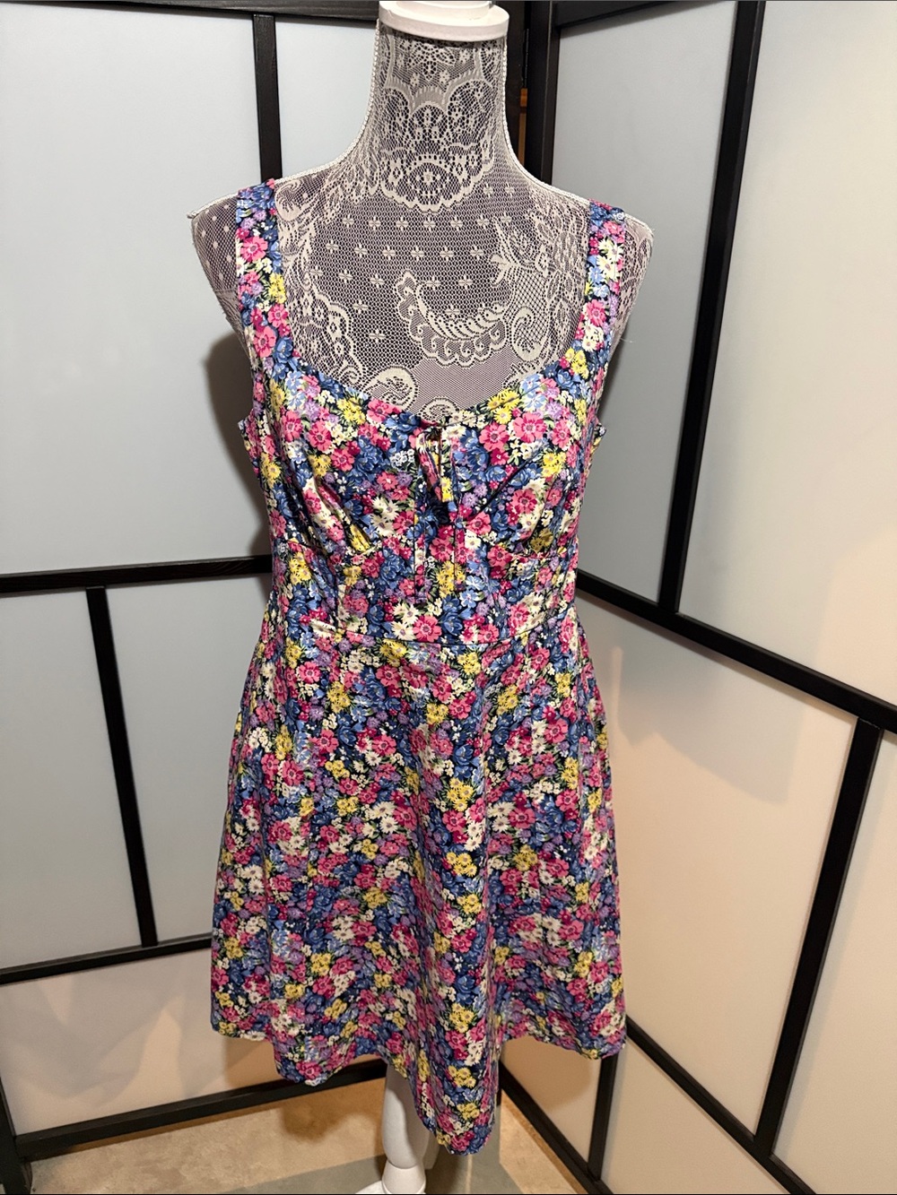 Old Navy Sleeveless Floral Mini Dress in Pink, Blue & Yellow